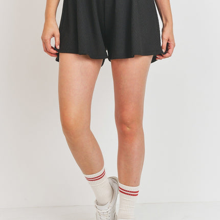 Wide Leg Waffle Elastic Waistband Shorts - Accessoriesforever