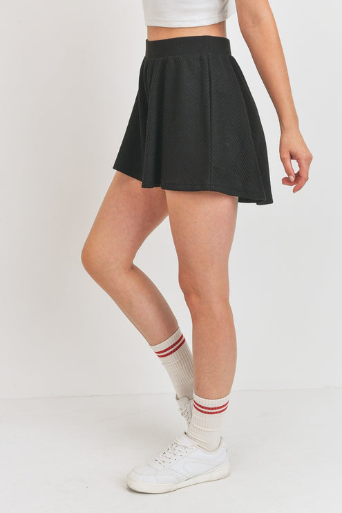 Wide Leg Waffle Elastic Waistband Shorts - Accessoriesforever