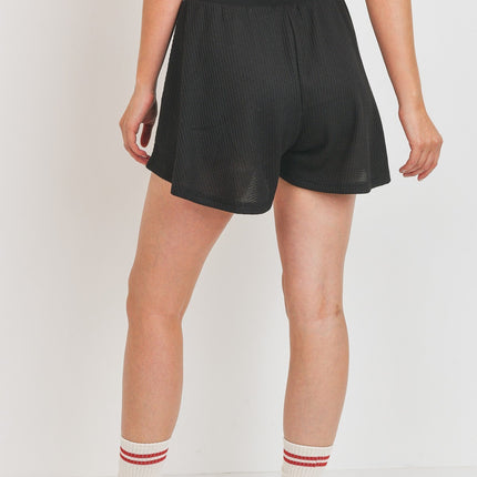 Wide Leg Waffle Elastic Waistband Shorts - Accessoriesforever