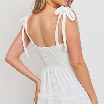 Smocked Tie Shoulder Straps Sleeveless Waffle Fashion Top - Accessoriesforever