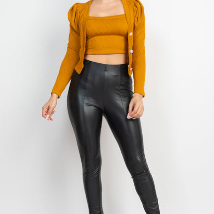 Cami Puff Sleeves Blazer Inner Top Women Fashion Set - Accessoriesforever