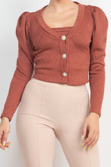 Cami Puff Sleeves Blazer Inner Top Women Fashion Set