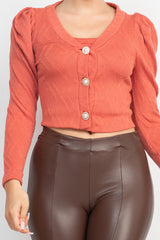 Cami Puff Sleeves Blazer Inner Top Women Fashion Set