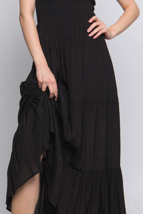 Solid Simple Classic Strapless Long Maxi Dress