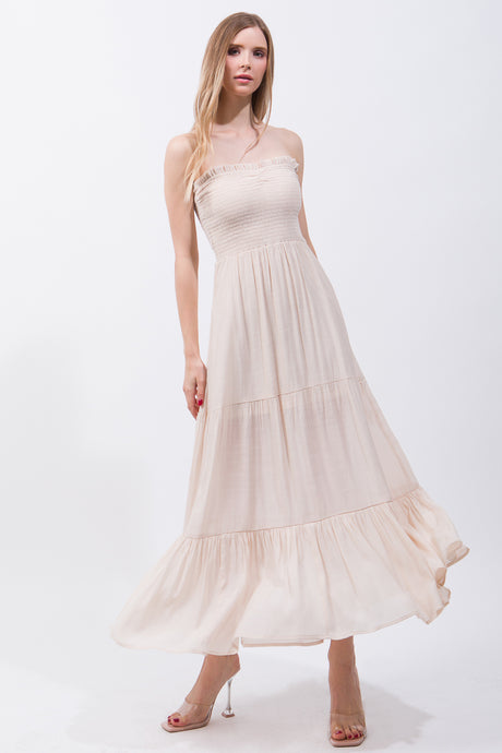 Solid Simple Classic Strapless Long Maxi Dress
