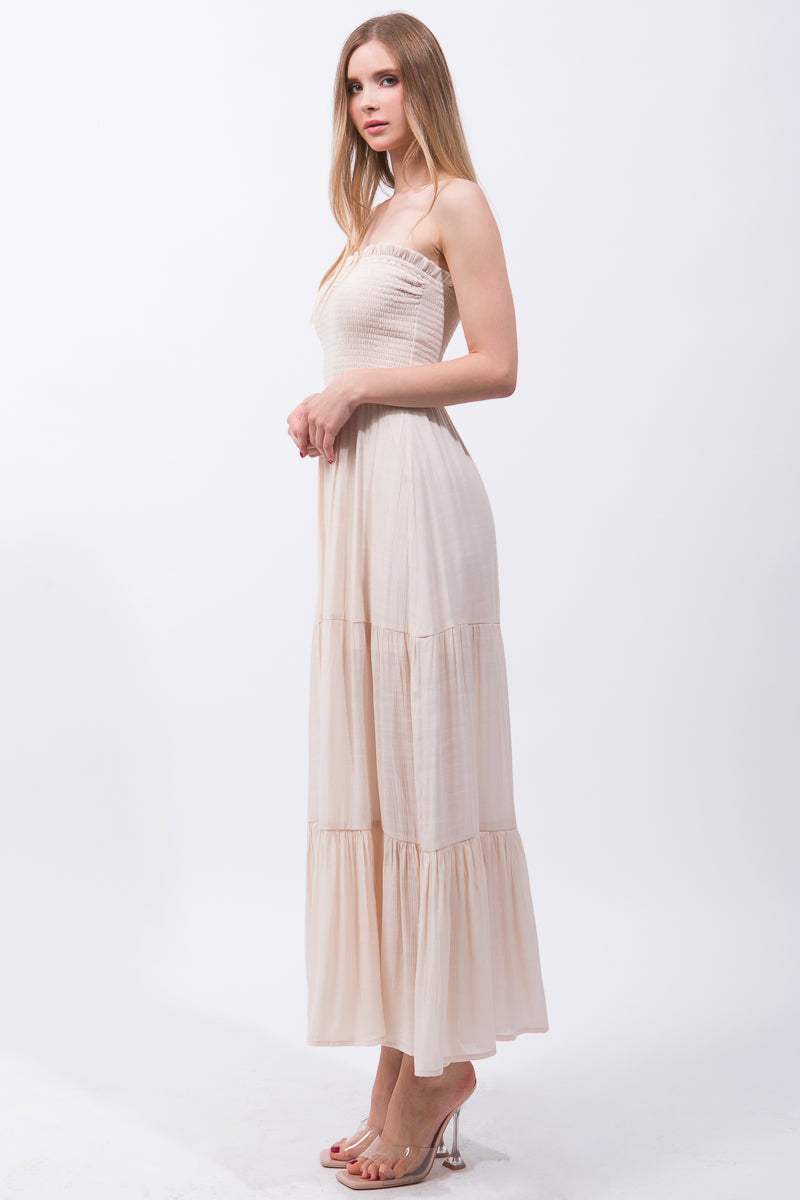 Solid Simple Classic Strapless Long Maxi Dress