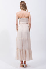 Solid Simple Classic Strapless Long Maxi Dress