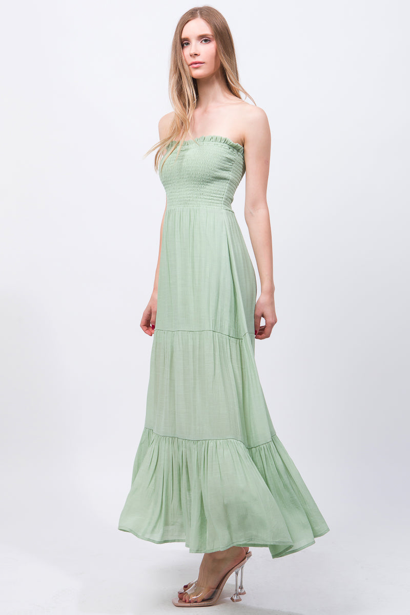 Solid Simple Classic Strapless Long Maxi Dress