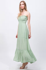 Solid Simple Classic Strapless Long Maxi Dress