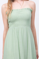 Solid Simple Classic Strapless Long Maxi Dress