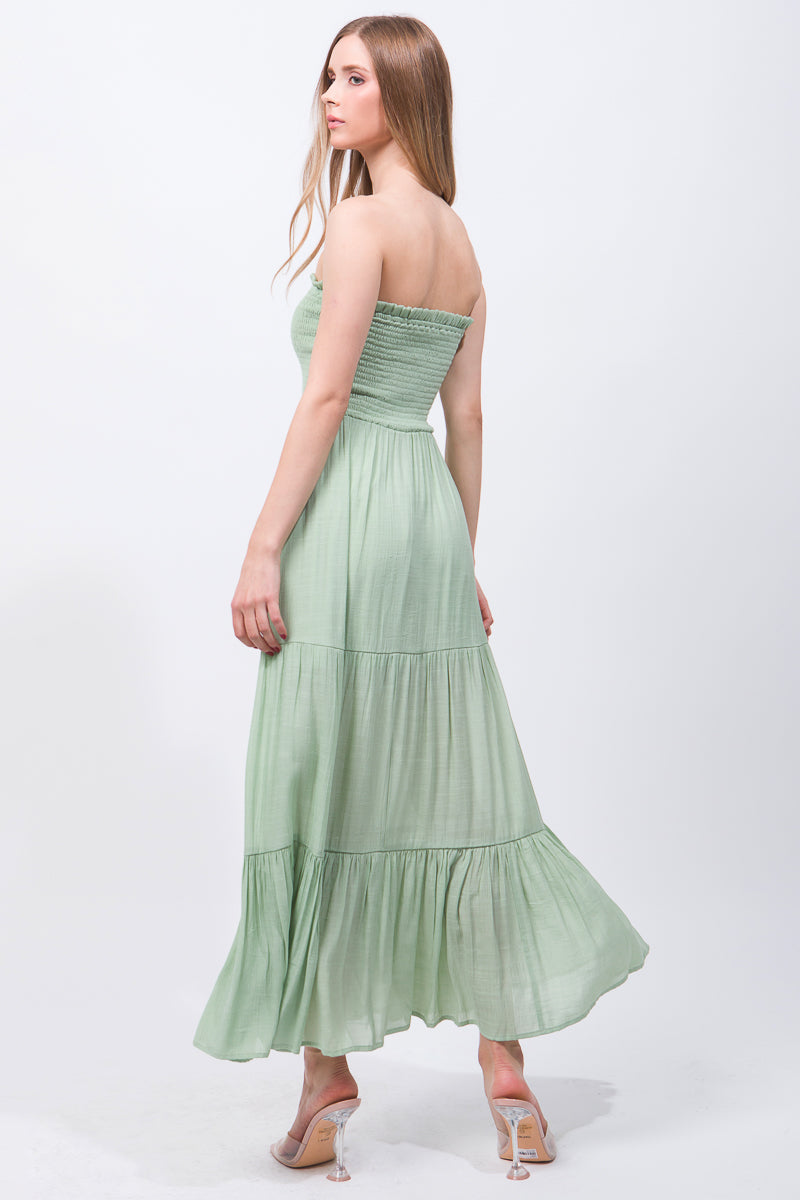 Solid Simple Classic Strapless Long Maxi Dress