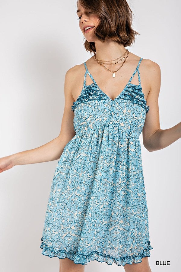Gorgeous Floral Pattern V-Neck Skirt Lining Fashion Dress