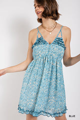 Gorgeous Floral Pattern V-Neck Skirt Lining Fashion Dress