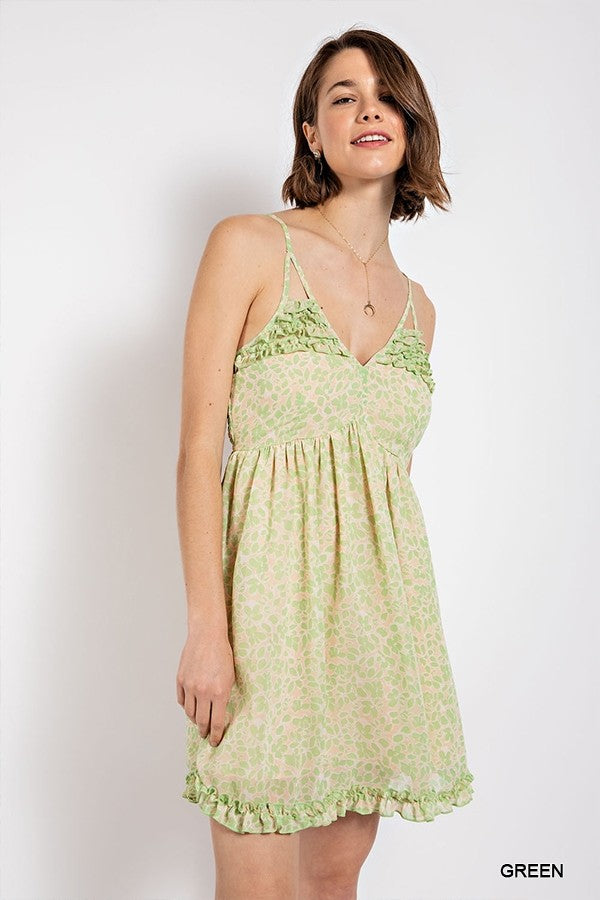 Gorgeous Floral Pattern V-Neck Skirt Lining Fashion Dress