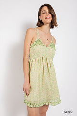 Gorgeous Floral Pattern V-Neck Skirt Lining Fashion Dress