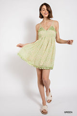 Gorgeous Floral Pattern V-Neck Skirt Lining Fashion Dress