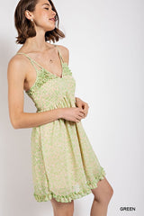 Gorgeous Floral Pattern V-Neck Skirt Lining Fashion Dress