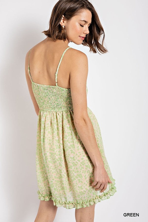 Gorgeous Floral Pattern V-Neck Skirt Lining Fashion Dress