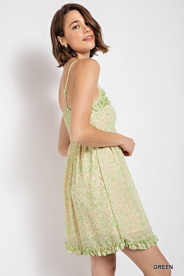 Gorgeous Floral Pattern V-Neck Skirt Lining Fashion Dress