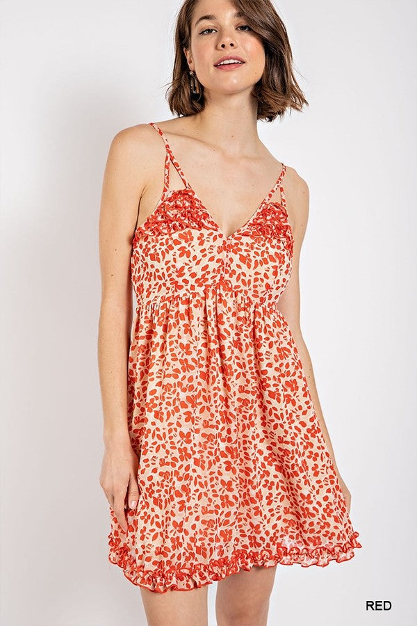Gorgeous Floral Pattern V-Neck Skirt Lining Fashion Dress