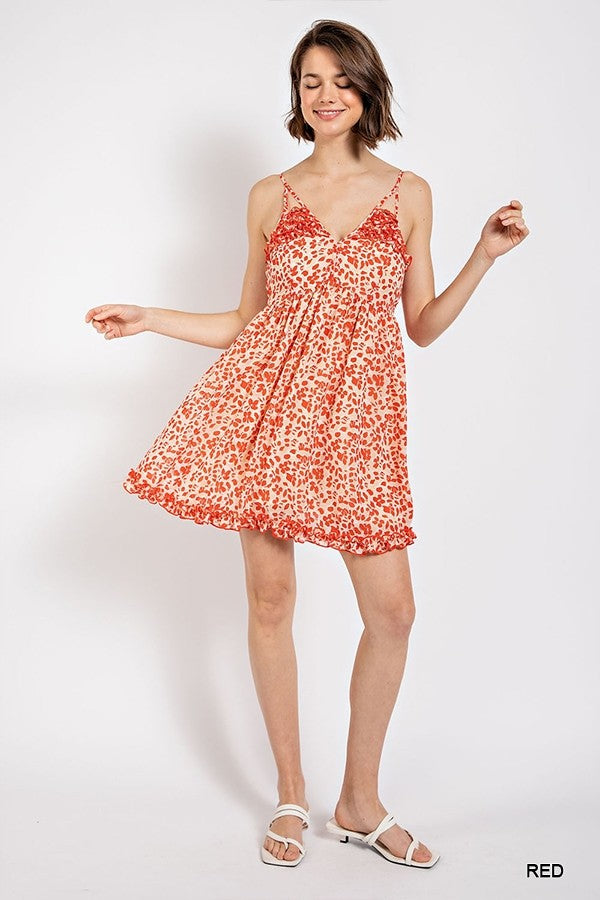 Gorgeous Floral Pattern V-Neck Skirt Lining Fashion Dress
