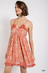 Gorgeous Floral Pattern V-Neck Skirt Lining Fashion Dress