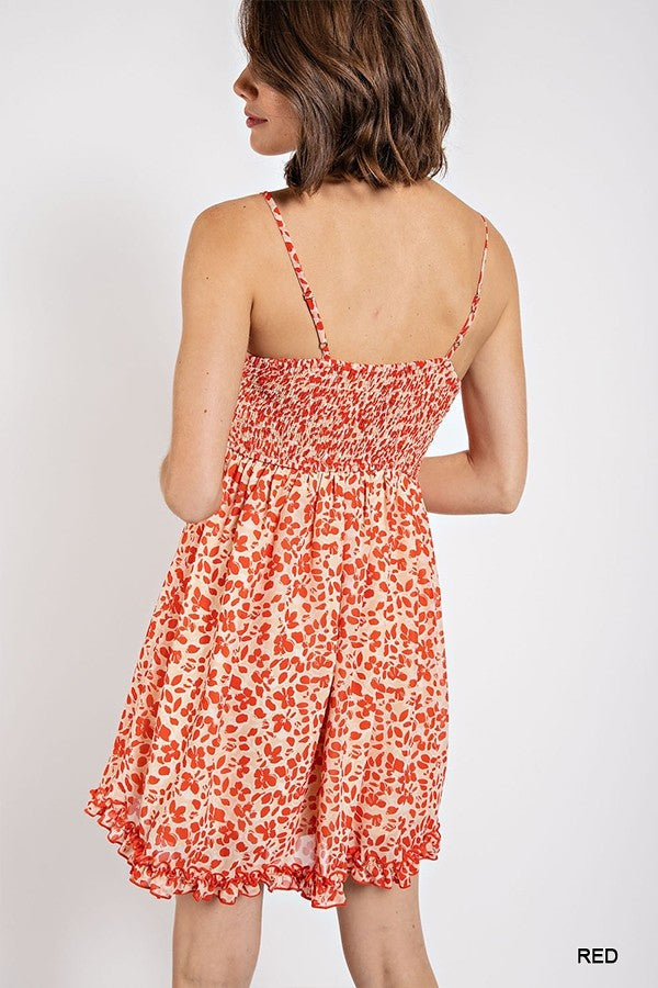 Gorgeous Floral Pattern V-Neck Skirt Lining Fashion Dress