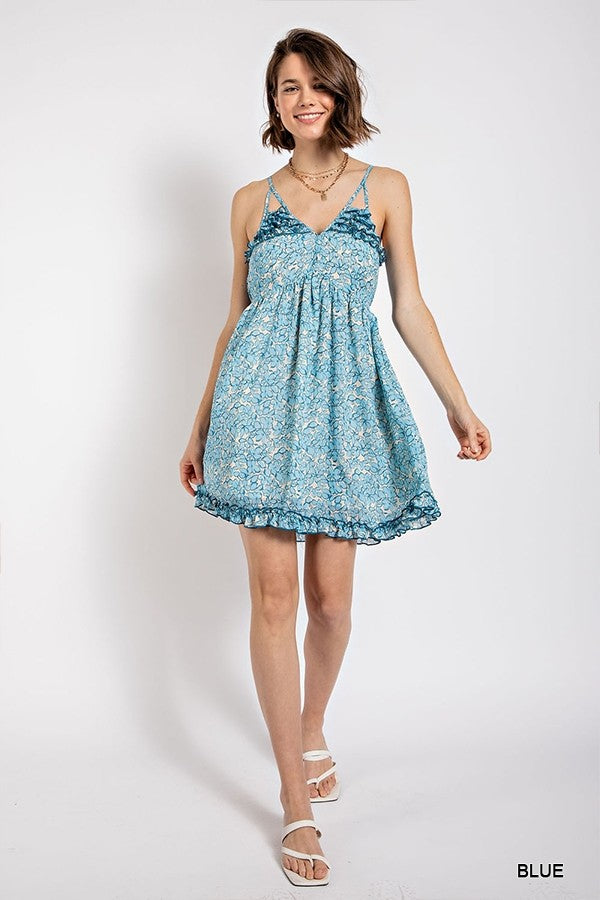 Gorgeous Floral Pattern V-Neck Skirt Lining Fashion Dress