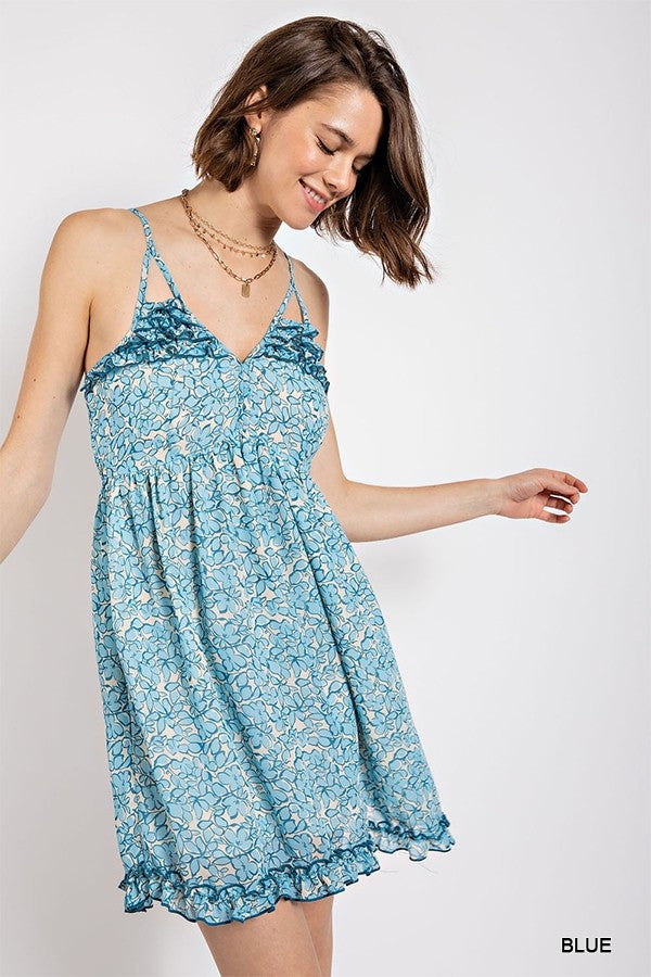 Gorgeous Floral Pattern V-Neck Skirt Lining Fashion Dress