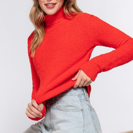 Cozy Solid Soft Turtleneck Fashion Top Sweater - Accessoriesforever