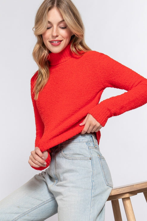 Cozy Solid Soft Turtleneck Fashion Top Sweater - Accessoriesforever
