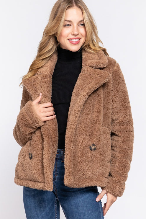 Cozy Soft Stylish Faux Fur Sherpa Fashion Outwear Jacket