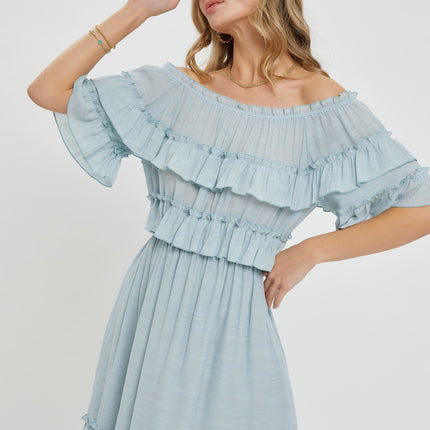 Gorgeous Relaxed Fit Elegant Off Shoulder Ruffle Dress