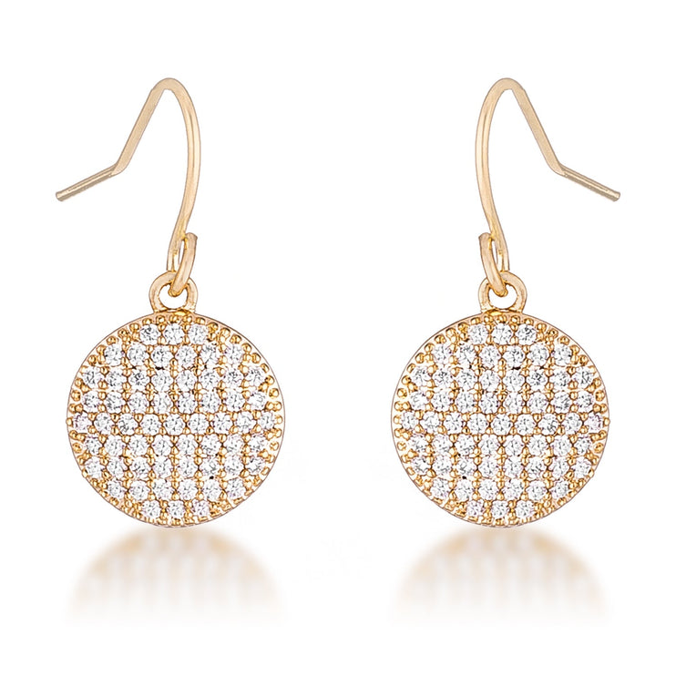 .6 Ct Elegant CZ Gold Plated Disk Earrings