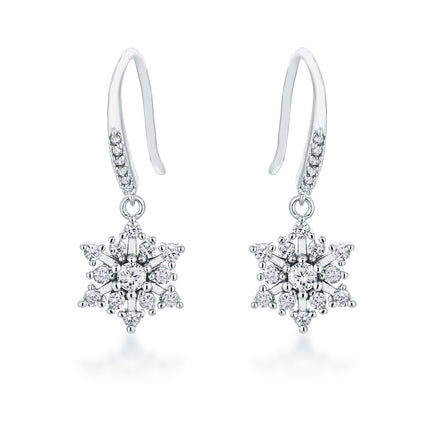 Contemporary Rhodium Plated CZ Earrings