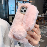 Fluffy Cute Soft Plushy Ribbit Bunny Ear iPhone Protective Phone Case Cover I