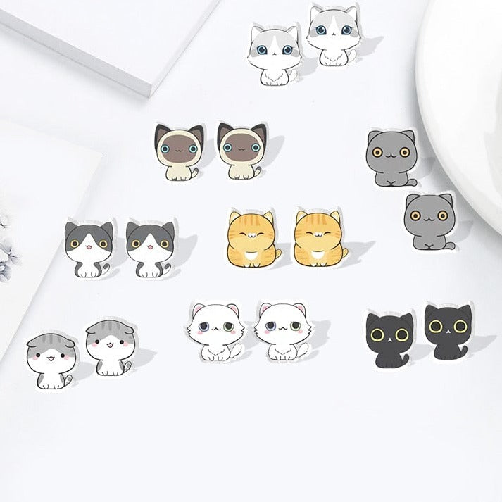 Cute Sweet Cats Animal Trendy Fashion Mini Stud Earrings
