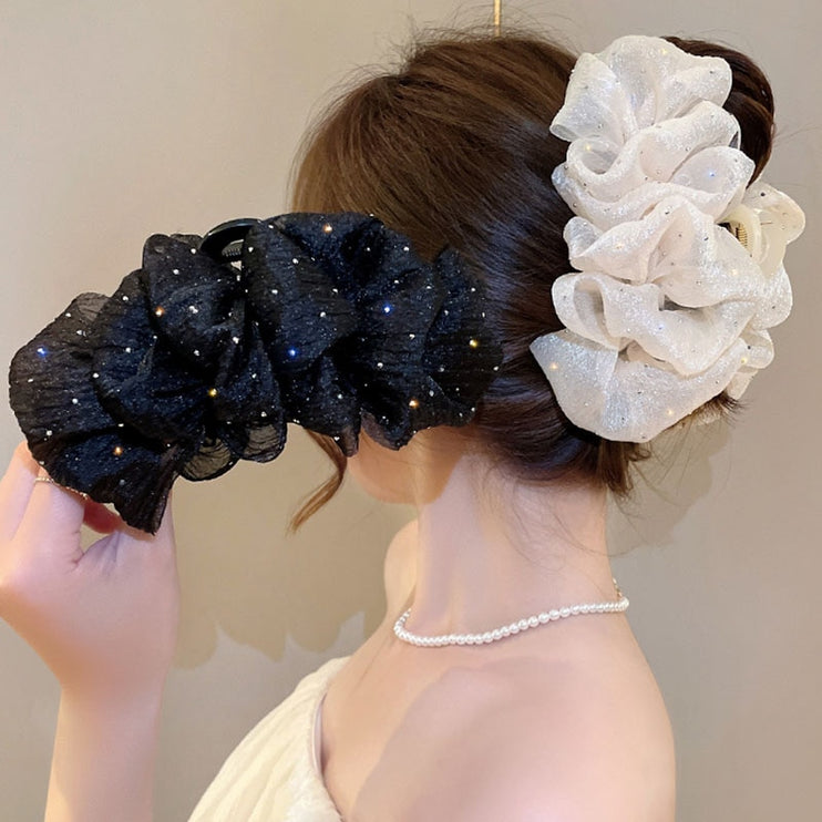 Sweet Beautiful Mesh Tulle Bow Design Hair Clip Claw - Accessoriesforever