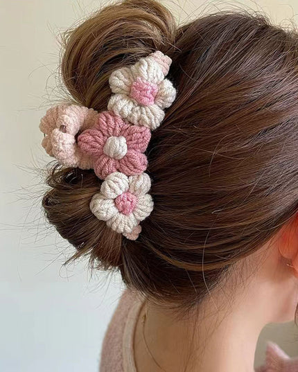 Adorable Floral Pattern Cotton Wool Fashion Hair Jewelry Claw Clip