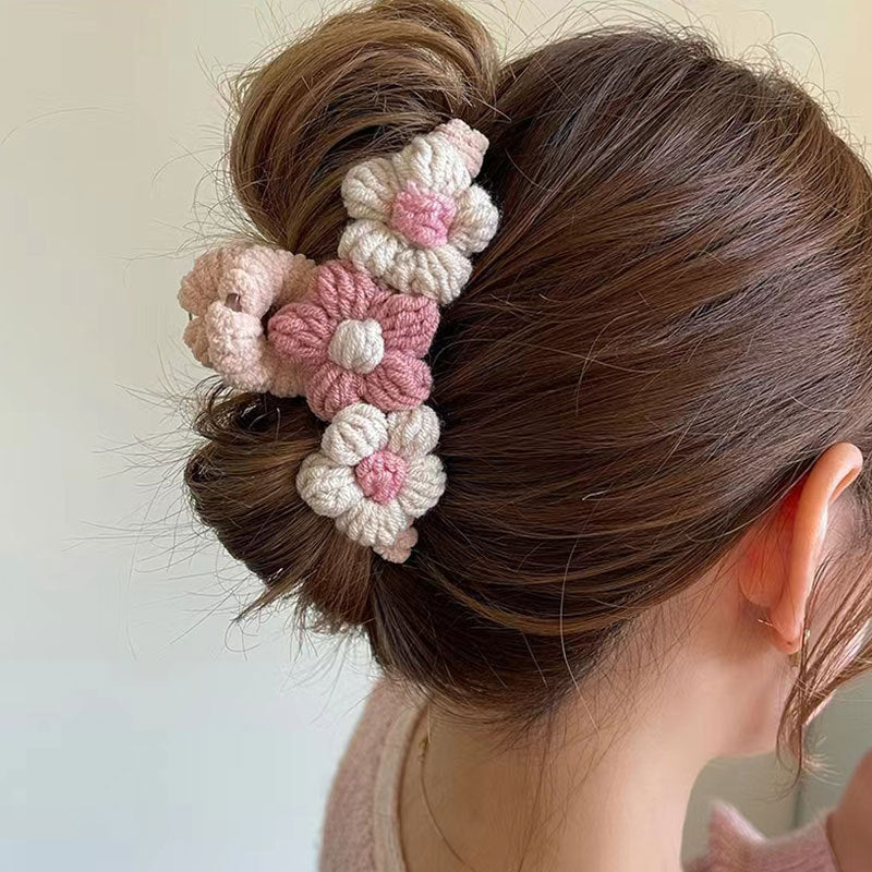 Adorable Floral Pattern Cotton Wool Fashion Hair Jewelry Claw Clip