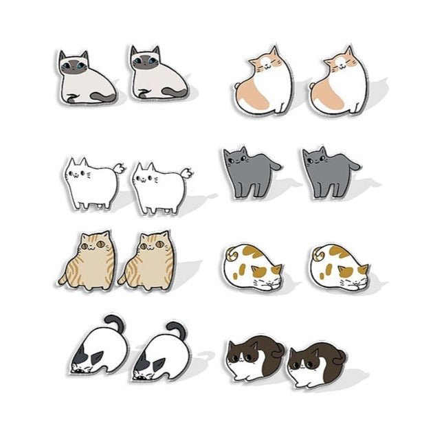 Cute Cartoon Cats Animal Fashion Mini Stud Earrings