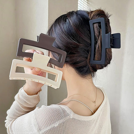 Large Oversized Rectangular Frosted Matted Fashion Hair Jewelry Clip Claw
