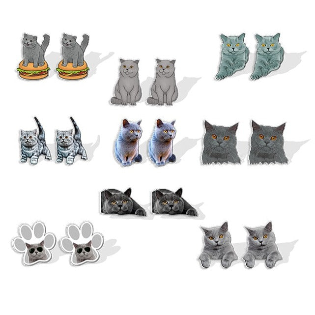 Cute Shorthair Cat Animal Lovely Fashion Mini Stud Earrings