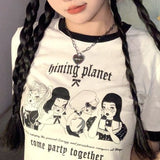 Cute Fashion Short Sleeve Streetwear Graphic Crop Top T-shirt Tee