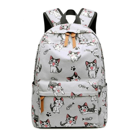 Cute Cat Animal Canvas Waterproof Travel School Laptop Bag Backpack