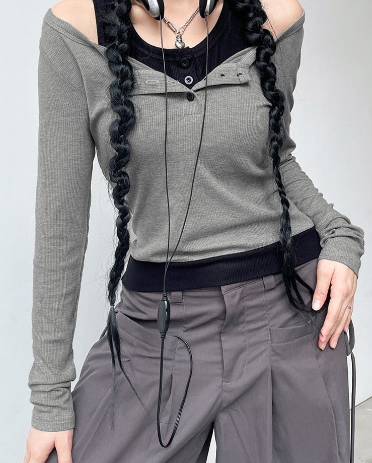 Basic Casual Streetwear Knit Long Sleeves Fashion Crop Top
