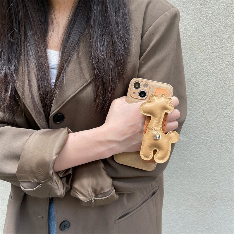 Fun Cute Giraffe Animal Design Leatherette Soft iPhone Protective Phone Case Cover