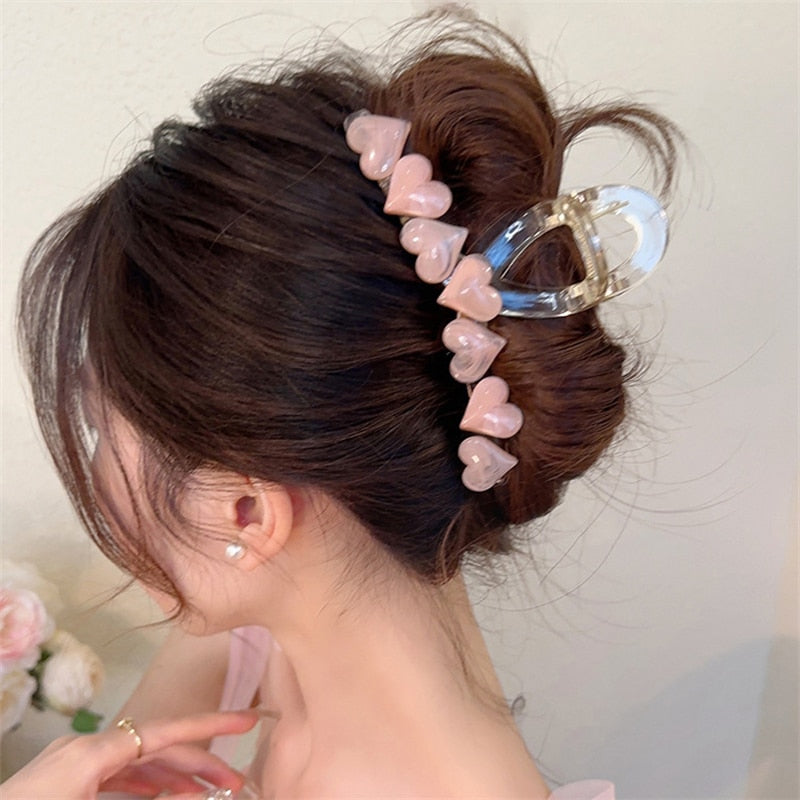 Sweet Adorable Love Heart Charm Jelly Fashion Hair Clip Claw