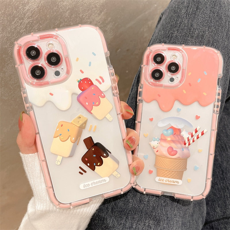 Super Cute Yummy Ice Cream Design Soft iPhone Protective Phone Case Cover