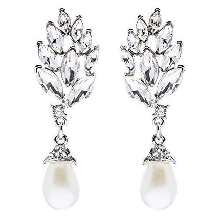 Bridal Wedding Jewelry Crystal Rhinestone Pearl Earrings - Accessoriesforever